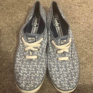 Keds Blue and White Leaf Print Sneakers